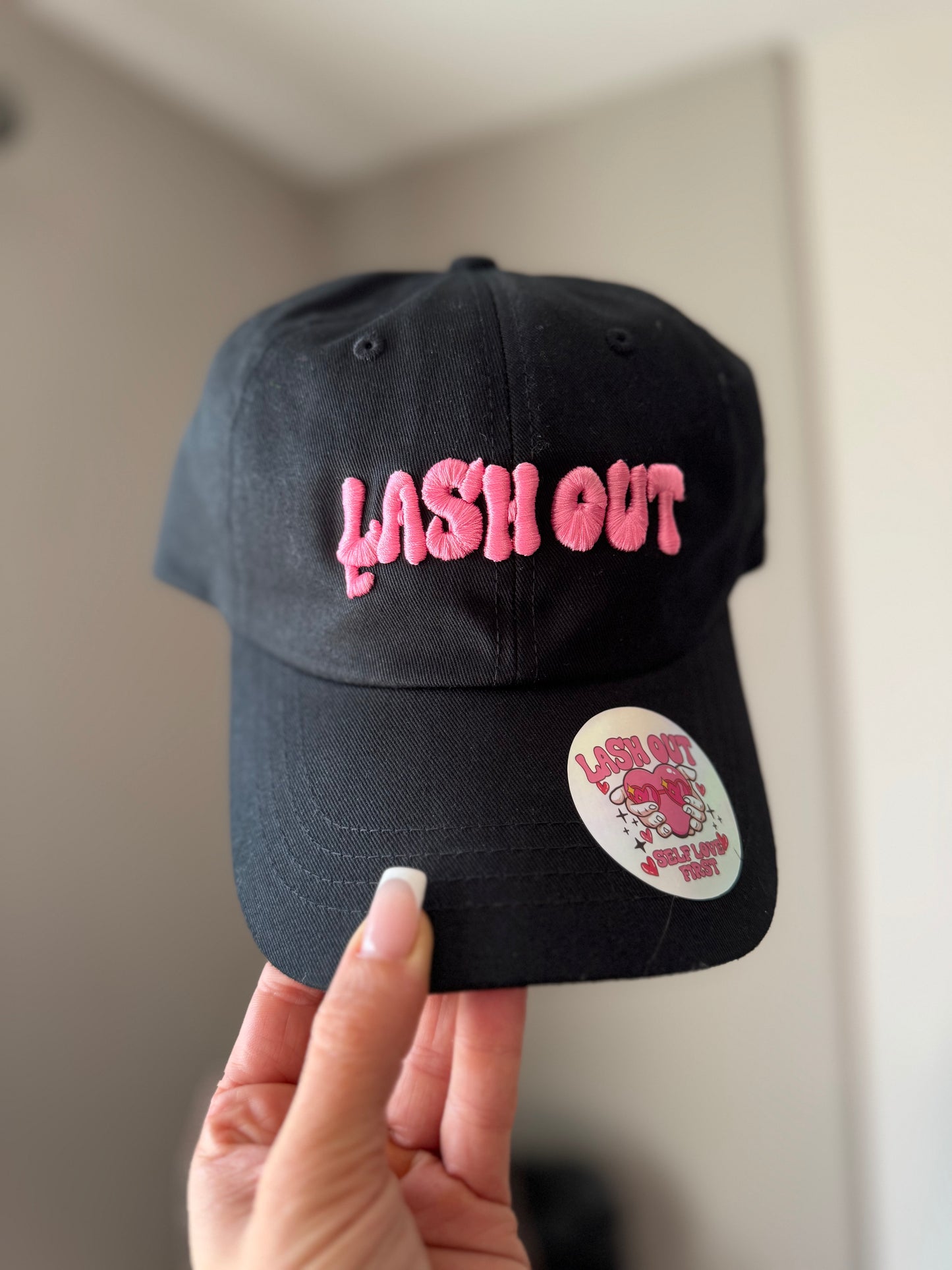 Lash Out 🩷 Embroidered Strap Back Ball Cap