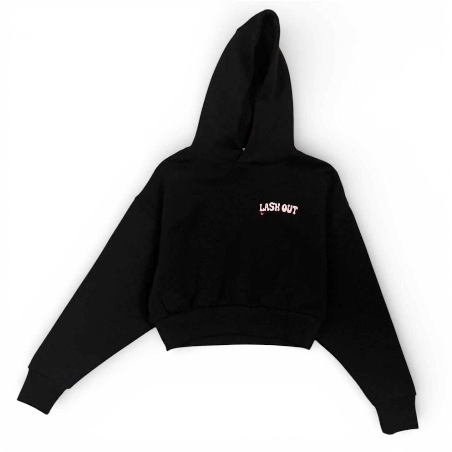 LASHOUT<3 Embroidered Oversized Cropped Hoodie