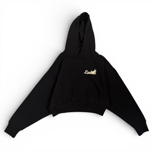 LashOut Signature Embroidered Oversized Cropped Hoodie