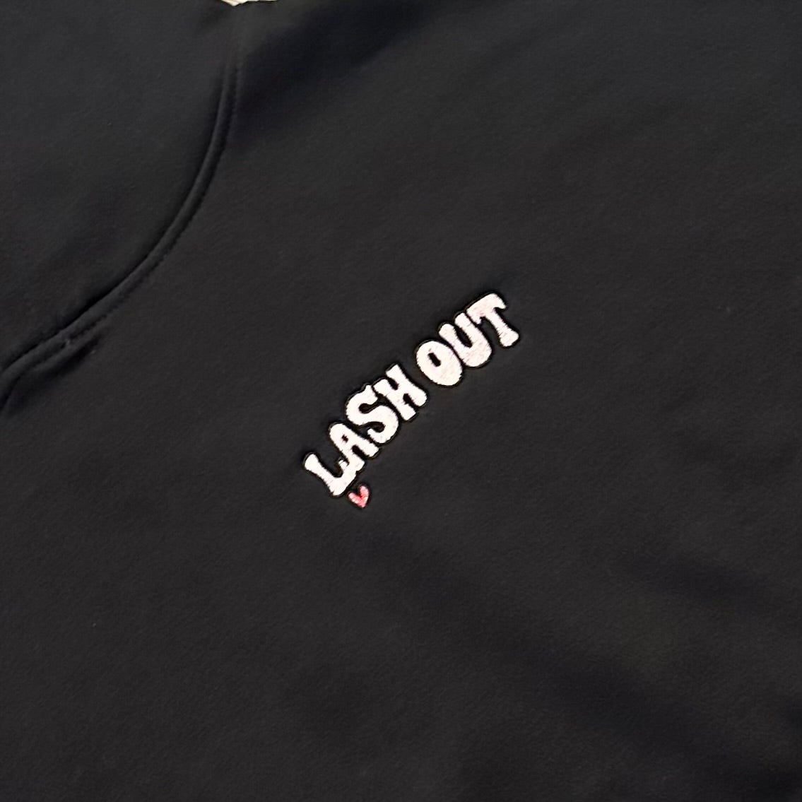 LASHOUT<3 Embroidered Oversized Cropped Hoodie