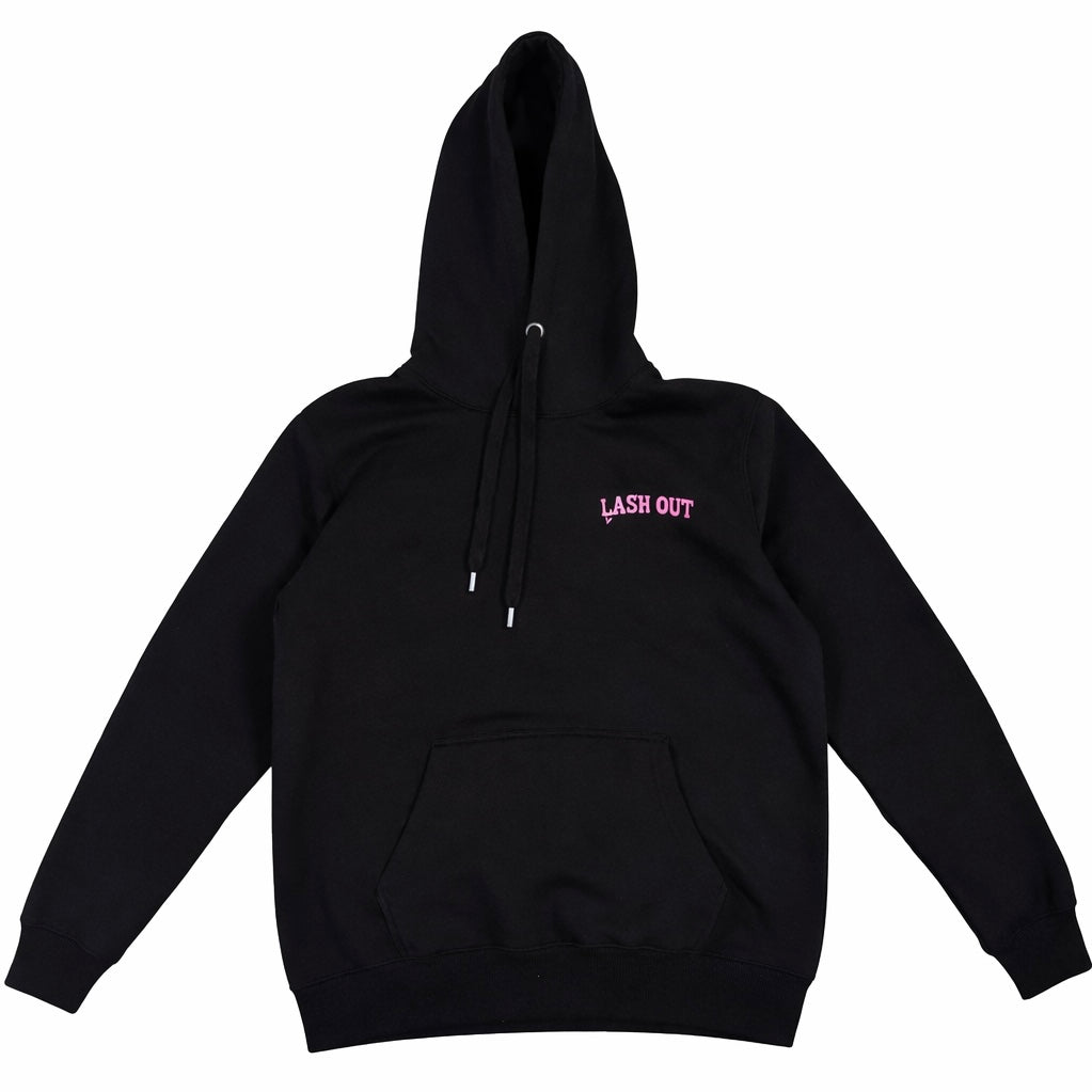 LashOut Pink Embroidery Hoodie | Black Hoodie