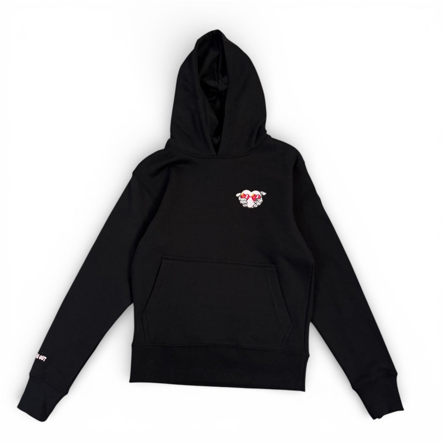 Sending Love Embroidery Hoodie Black