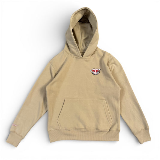 Sending Love Embroidery Hoodie Tan