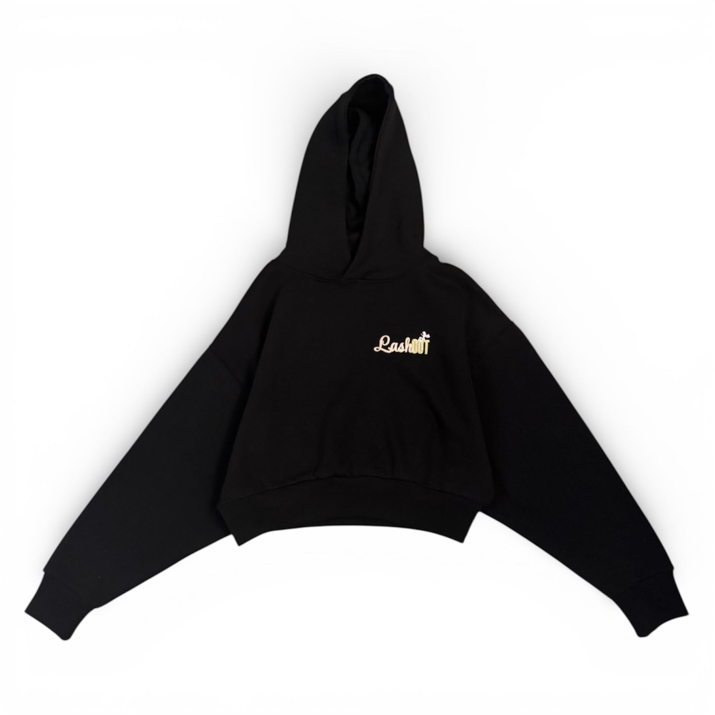 LashOut Signature Embroidered Oversized Cropped Hoodie