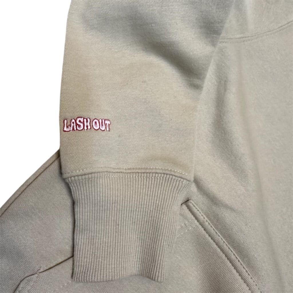 Sending Love Embroidery Hoodie Tan