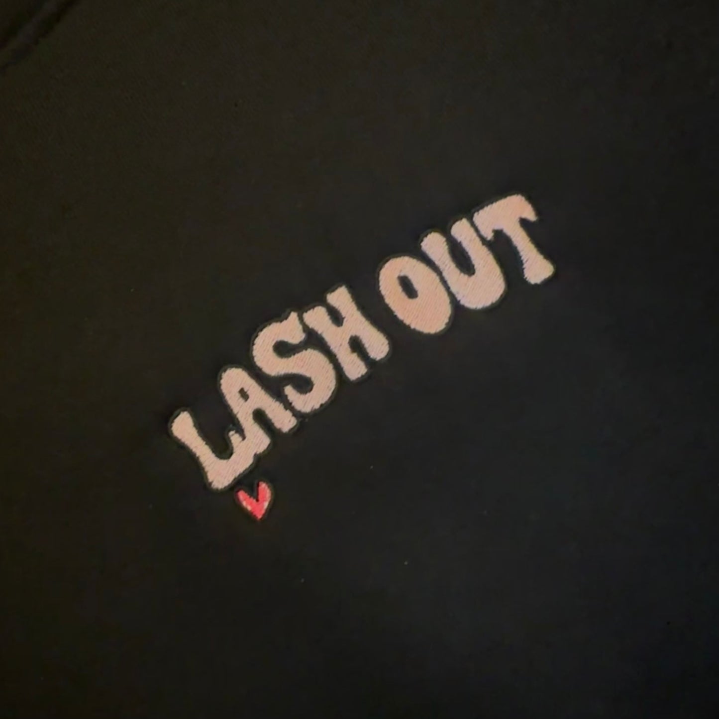 LASHOUT<3 Embroidered Oversized Cropped Hoodie