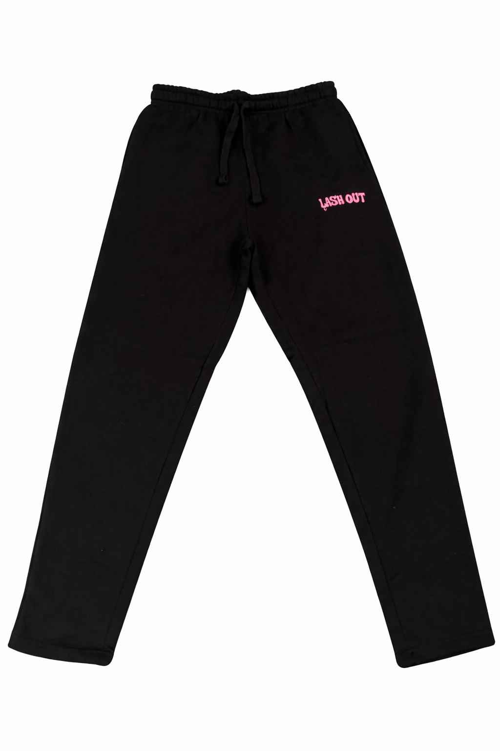 LashOut Pink Embroidery Joggers – Black