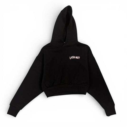 LASHOUT<3 Embroidered Oversized Cropped Hoodie