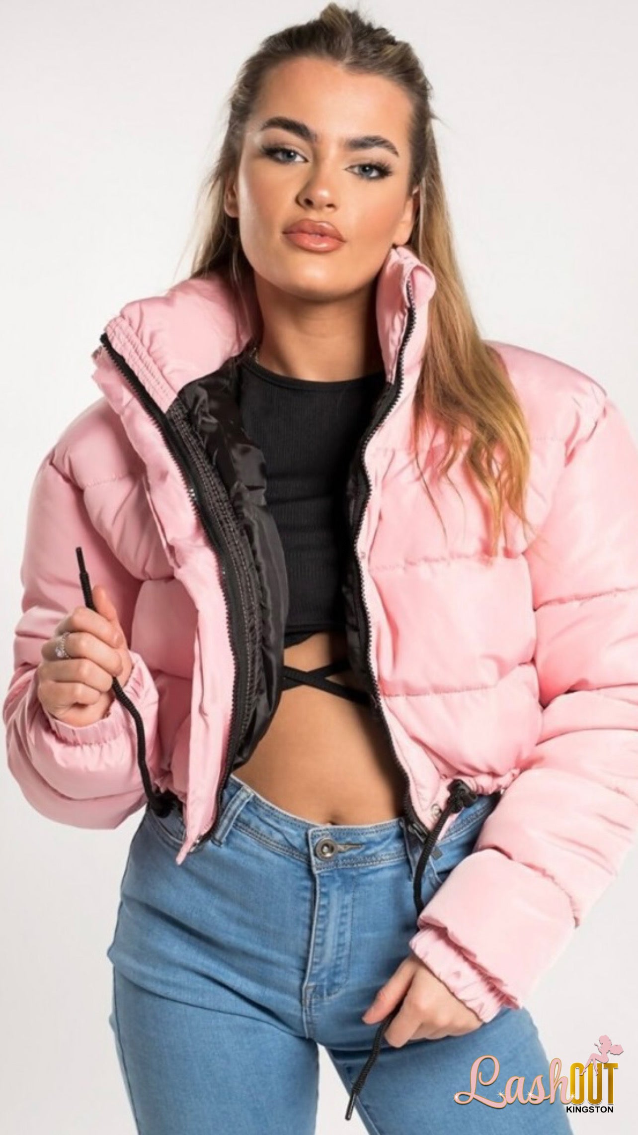 Pink short 2025 puffer jacket